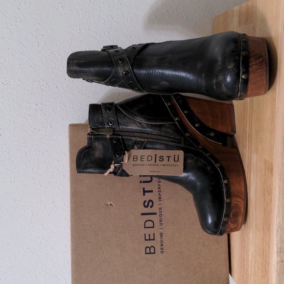 SOLD Bed Stu ADORE Black Handwash Leather Wedge Boots sz 10 ULTRA RARE - Picture 8 of 12